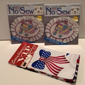 SET OF 2 EASTER & 1 PATRIOTIC FABRIC APPLIQUÉS.